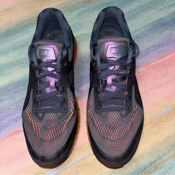 Nike Air Max 2014 Black Violet Atomic Orange Volt Running men’s 13 Training Shoe - Picture 5 of 9